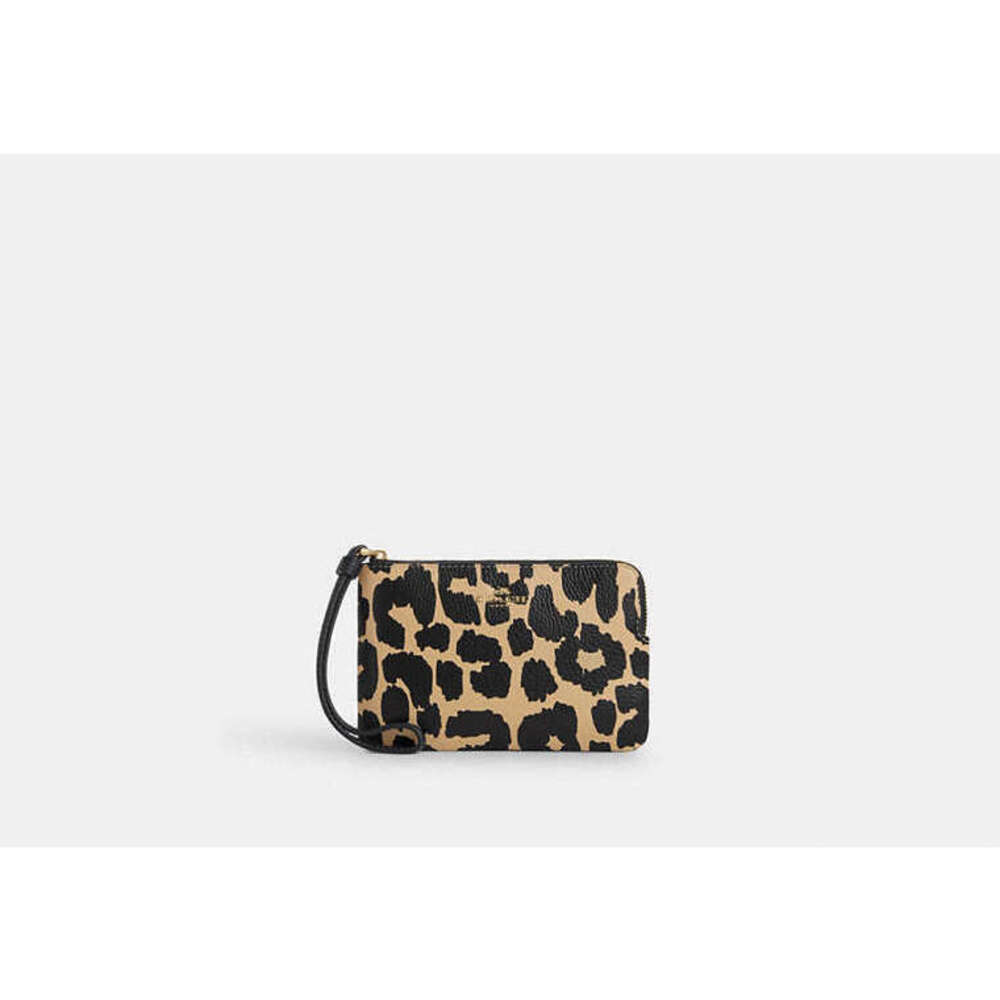 Corner Zip Wristlet With Leopard Print